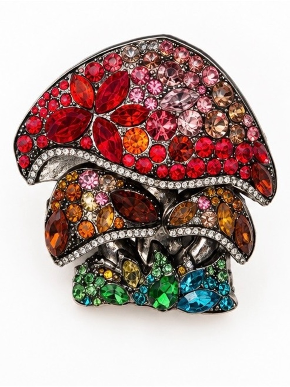 Metal Gallery Multicolor Rhinestone Mushroom Brooch Pin NWT Statement